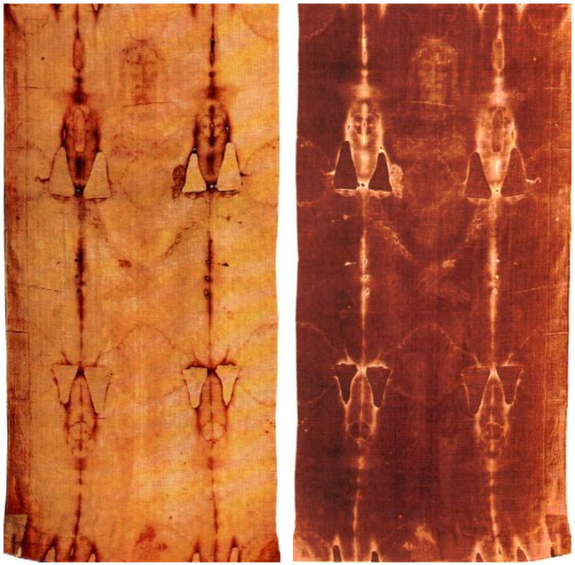 Positive and negative photographies of the Holy Shroud