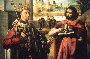 Charles VII en habit de sacre, et saint Jean-Baptiste montrant l'Agneau de Dieu