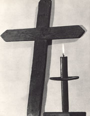 A cross and a candlestick made by Father de Foucauld.