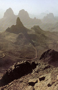 The Hoggar mountain range in the area of Tamanrasset.